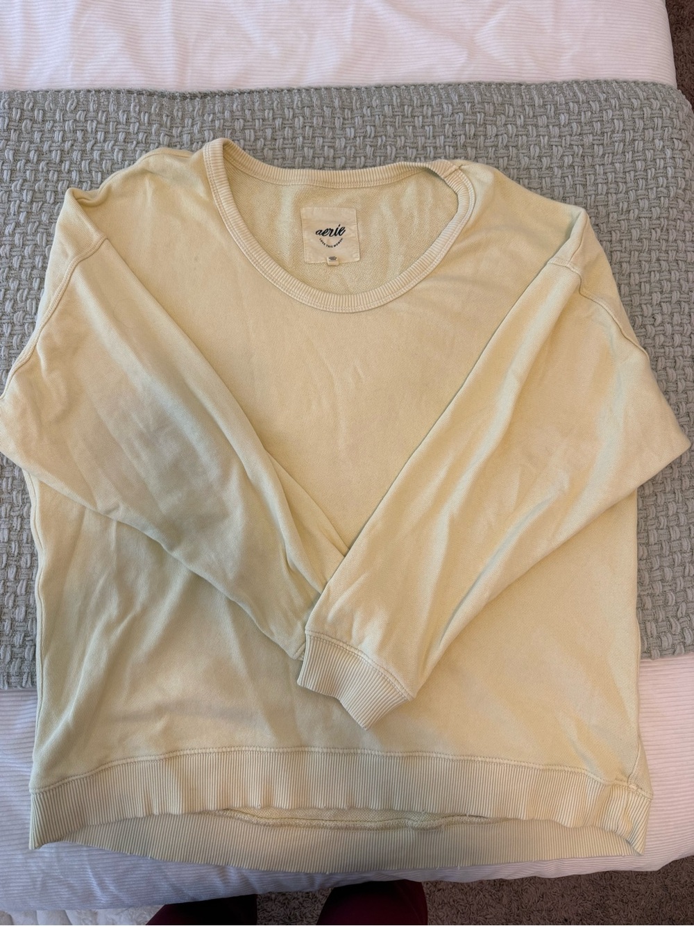 aerie Pale Yellow Crewneck Pullover